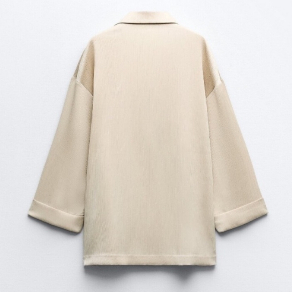 Zara Wrinkle Satin Effect Blazer Cream Size S - Picture 13 of 15